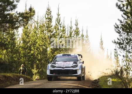 05 PAJARI Sami, MALKONEN Enni, Toyota GR Yaris Rally1, azione durante il Rally Cile 2024, undicesima prova del Campionato Mondiale Rally Car 2024, dal 26 al 29 settembre 2024 a Concepcion, Cile Foto Stock