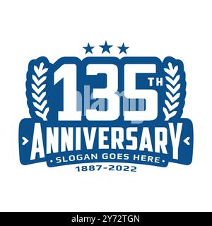 modello di design del logo per il 135° anniversario. logotipo celebrativo del 135° anniversario. Vettore e illustrazione Illustrazione Vettoriale