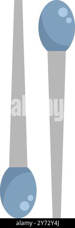 Questa illustrazione vettoriale presenta un paio di auricolari, comunemente utilizzati per la pulizia delle orecchie, che si trovano su una superficie bianca Illustrazione Vettoriale