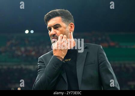 Milano, Italia. 27 settembre 2024. Durante la partita di calcio di serie A tra Milano e Lecce allo Stadio San Siro di Milano, Italia settentrionale - venerdì 27 settembre 2024. Sport - calcio . (Foto di Spada/Lapresse) credito: LaPresse/Alamy Live News Foto Stock