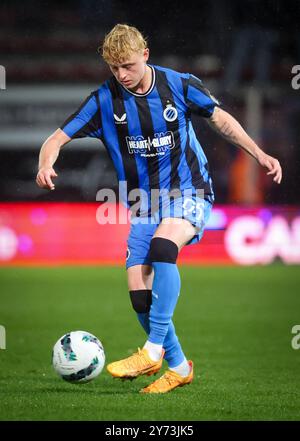 Charleroi, Belgio. 27 settembre 2024. Joaquin Seys del Club nella foto durante una partita di calcio tra lo Sporting Charleroi e il Club Brugge, venerdì 27 settembre 2024 a Charleroi, il giorno 9 della stagione 2024-2025 della prima divisione del campionato belga 'Jupiler Pro League'. BELGA PHOTO VIRGINIE LEFOUR credito: Belga News Agency/Alamy Live News Foto Stock