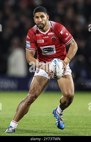 Eccles, Regno Unito. 27 settembre 2024. Nene Macdonald dei Salford Red Devils durante lo spareggio di Betfred Super League Eliminator 1 Salford Red Devils contro Leigh Leopards al Salford Community Stadium, Eccles, Regno Unito, 27 settembre 2024 (foto di Mark Cosgrove/News Images) a Eccles, Regno Unito, il 27/9/2024. (Foto di Mark Cosgrove/News Images/Sipa USA) credito: SIPA USA/Alamy Live News Foto Stock