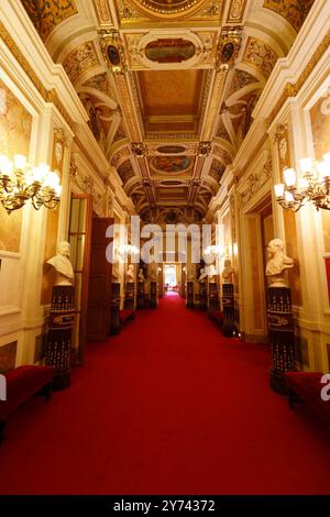 La sala conferenze nel palazzo del Lussemburgo, sede del senato francese. Parigi. Francia. Foto Stock