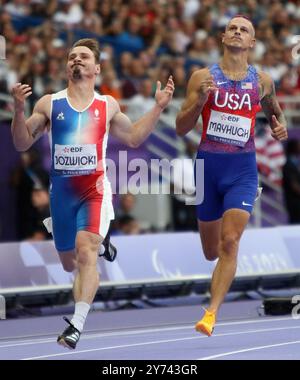 Dimitri JOZWICKI (T38) della Francia nella finale Para Athletics maschile 100m - T38 allo Stade De France di Parigi nei Giochi Paralimpici 2024. Foto Stock