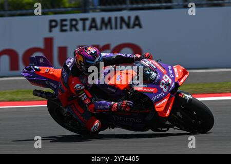 Lombok, Indonesia. 27 settembre 2024. Prove libere prima del Pertamina Grand Prix of Indonesia di MotoGP sul circuito di Mandalika. 27 settembre 2024 in foto: Jorge Martin Entrenamientos libres previos al Gran Premio Pertamina de MotoGP deIndonesia en el circuito de Mandalika, 27 de septiembre de 2024 POOL/ MotoGP.com/Cordon le immagini della stampa saranno ad uso esclusivamente editoriale. Credito obbligatorio: © motogp.com credito: CORDON PRESS/Alamy Live News Foto Stock