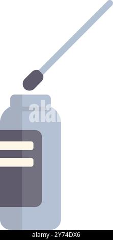 Icona vettoriale piatta di una provetta per test medici con un tampone di cotone che preleva un campione Illustrazione Vettoriale