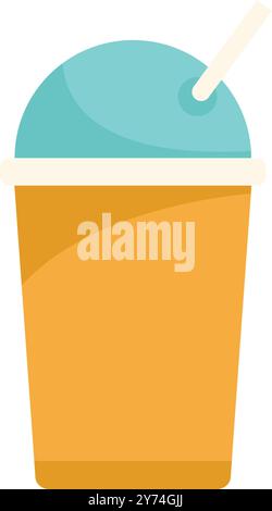 Questa illustrazione vettoriale presenta una tazza monouso con coperchio a cupola e cannuccia, perfetta per rappresentare bevande estive, caffè ghiacciato e molto altro Illustrazione Vettoriale