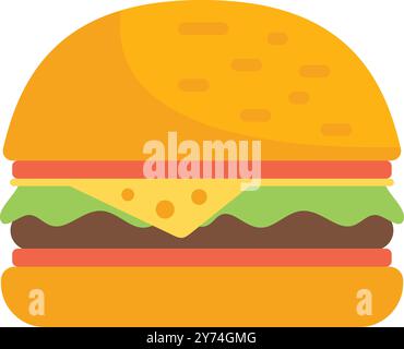 Classico cheeseburger con lattuga, pomodoro e formaggio, servito su un panino con semi di sesamo Illustrazione Vettoriale