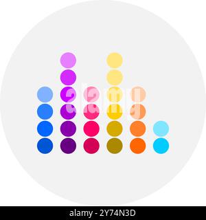 Icona colorata dell'equalizzatore audio rotondo. Illustrazione Vettoriale
