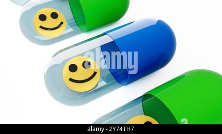 Illustrazione che mostra le droghe per la salute mentale. Foto Stock