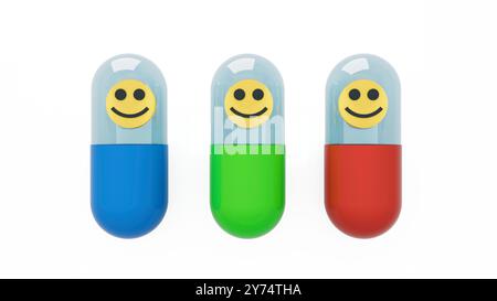 Illustrazione che mostra le droghe per la salute mentale. Foto Stock