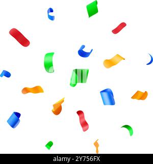 Coriandoli 3D da festa rotondi isolati su bianco. Illustrazione Vettoriale