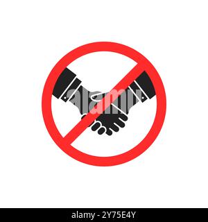 semplice divieto di stretta di mano rossa con mano nera Illustrazione Vettoriale