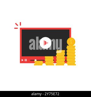 monetizzazione online come il video marketing Illustrazione Vettoriale