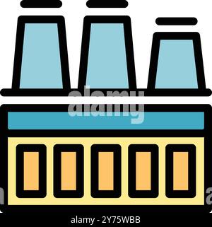 Edificio industriale che genera elettricità con fumo che fuoriesce dai camini Illustrazione Vettoriale