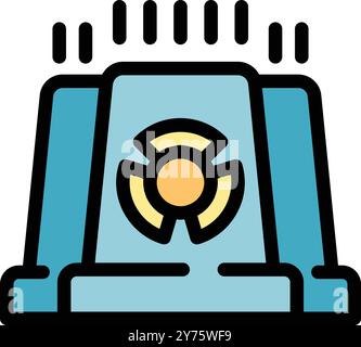 Contenitore dei rifiuti radioattivi che emette segnali luminosi e acustici, concetto di pericolo e sicurezza Illustrazione Vettoriale