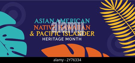 Mese della tradizione asiatica americana, hawaiana e delle isole del pacifico. Banner vettoriale per il design del banner di post sui social media sfondo dell'illustrazione Illustrazione Vettoriale