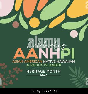 Mese della tradizione asiatica americana, hawaiana e delle isole del pacifico. Banner vettoriale per il design del banner di post sui social media sfondo dell'illustrazione Illustrazione Vettoriale
