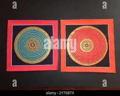 Pittura thangka nel buddismo tibetano Foto Stock