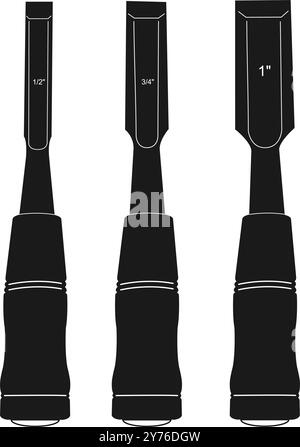 Set di 3 scalpelli in legno con manici in PVC Illustrazione Vettoriale