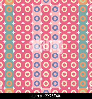 motivo senza cuciture rettangolo arrotondato forma a ciambella mista colori tonalità pastello, illustrazioni vettoriali Illustrazione Vettoriale