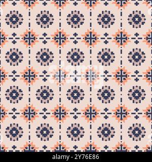 stile geometrico del tessuto asiatico con motivo senza cuciture. disegno dell'illustrazione vettoriale Illustrazione Vettoriale