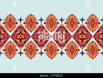 Tessuto astratto motivo senza cuciture in uno stile geometrico, stile tribù indiana americana, colori Winter Tone Illustrazione Vettoriale