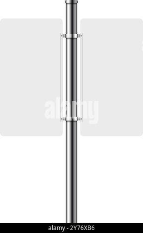 Un palo metallico con due cartelli bianchi. mock-up banner stradali. Illustrazione vettoriale Illustrazione Vettoriale