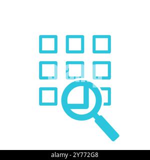 Icona di visualizzazione miniature, retrospettiva, immagine della galleria di visualizzazione immagini, icona Zoom. Isolato su sfondo bianco, dal set di icone blu Illustrazione Vettoriale