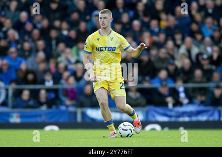 Liverpool, Regno Unito. 28 settembre 2024. Adam Wharton di Crystal Palace in azione. Partita di Premier League, Everton contro Crystal Palace al Goodison Park di Liverpool sabato 28 settembre 2024. Questa immagine può essere utilizzata solo per scopi editoriali. Solo per uso editoriale, foto di Chris Stading/Andrew Orchard fotografia sportiva/Alamy Live news credito: Andrew Orchard fotografia sportiva/Alamy Live News Foto Stock