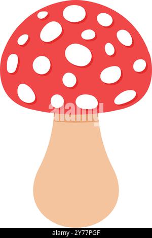 Icona dei funghi in stile piatto. Illustrazione del vettore Boletus su sfondo isolato. Il cibo della natura indica il concetto di business. Illustrazione Vettoriale