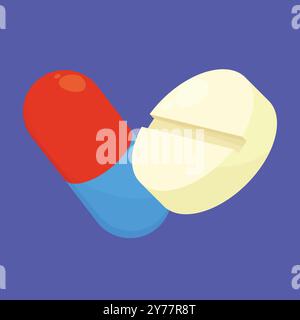 Vettore icona pillole di tablet. medicale pillole vettoriali. icona delle pillole antidolorifiche. icona della capsula del tablet Illustrazione Vettoriale