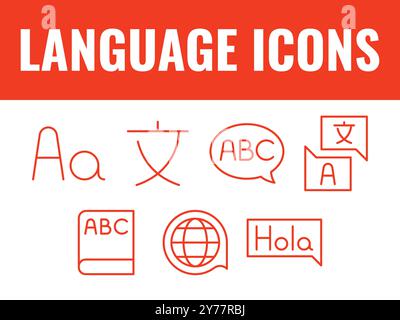 Set di icone della lingua. vettore delle icone della lingua. vettore di traduzione linguistica. Illustrazione Vettoriale