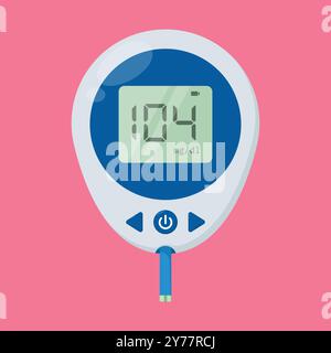 Vettore icona glucometro. Vettore della figura del glucometro. Icona glucometro per diabete Illustrazione Vettoriale