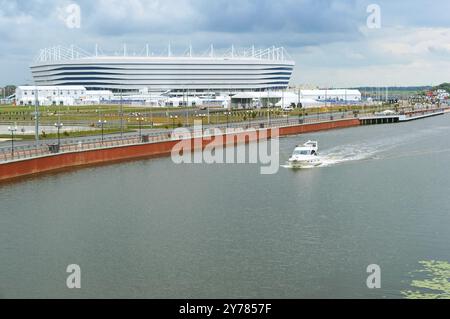 Kaliningrad, Russia, 23 giugno 2018, lo stadio di calcio per la Coppa del mondo, lo stadio Baltico di Kaliningrad, sul fiume Pregolya, in Europa Foto Stock