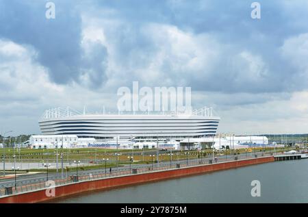 Kaliningrad, Russia, 23 giugno 2018, lo stadio di calcio per la Coppa del mondo, lo stadio Baltico di Kaliningrad, sul fiume Pregolya, in Europa Foto Stock