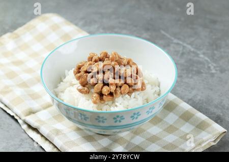 Riso con salsa Natto, cucina giapponese Foto Stock