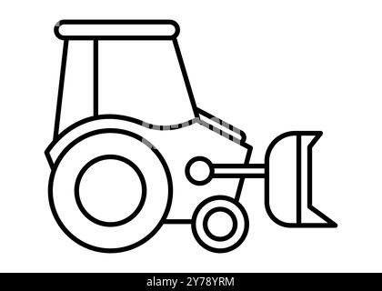 Clip per escavatore trattore art. Design del profilo per disegnare e colorare i bambini. Illustrazione vettoriale. Illustrazione Vettoriale