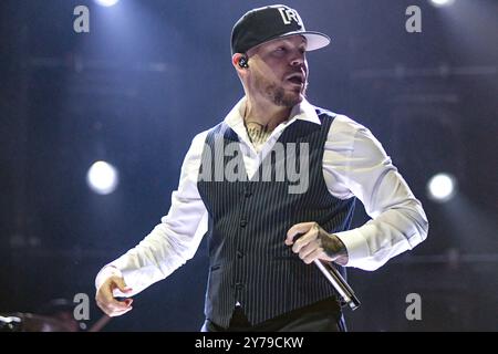 Buenos Aires, Argentina (28 settembre 2024). Cantante e rapper portoricano Residente (René Pérez, ex Calle 13) che si esibisce dal vivo a Buenos Aires. Crediti: Mariano Garcia/Alamy Live News Foto Stock