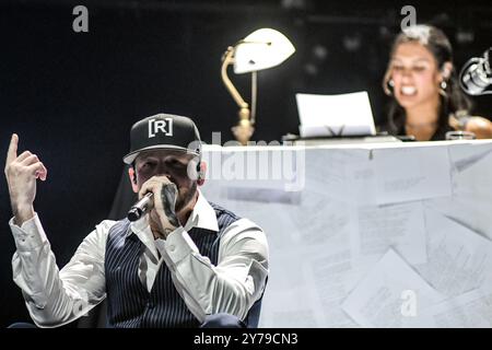 Buenos Aires, Argentina (28 settembre 2024). Cantante e rapper portoricano Residente (René Pérez, ex Calle 13) che si esibisce dal vivo a Buenos Aires. Crediti: Mariano Garcia/Alamy Live News Foto Stock