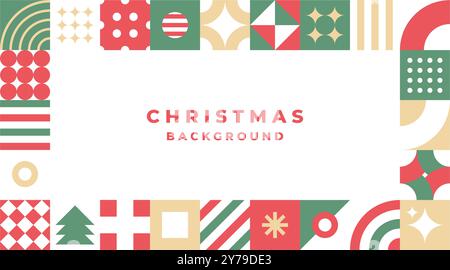 Forme geometriche piatte di sfondo natalizio. Illustrazione Vettoriale