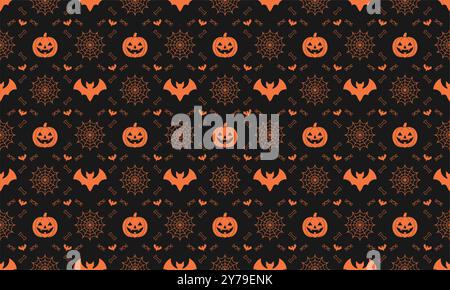 Sfondo Halloween con motivo scuro e colori arancioni Illustrazione Vettoriale