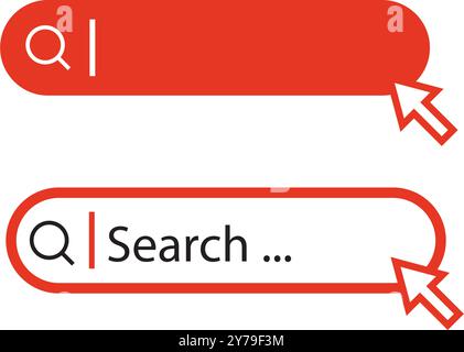 Casella di ricerca rossa. Barra di ricerca rossa. Vettore. Illustrazione Vettoriale
