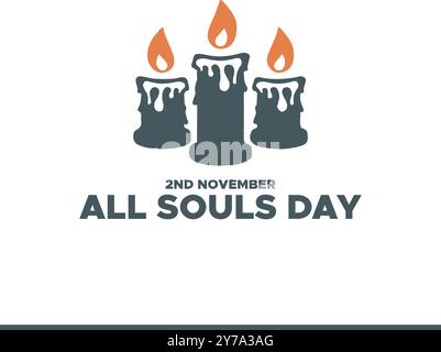 All Souls Day, 2 novembre, biglietto d'auguri, modello modificabile sui social media, illustrazione stock, concept design all Souls Day. Illustrazione Vettoriale