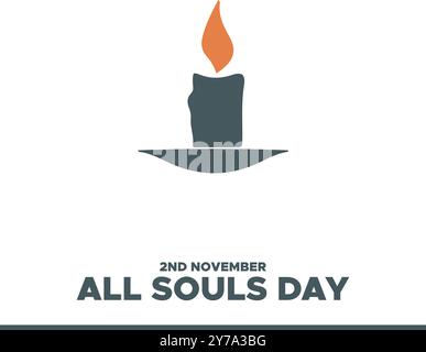 All Souls Day, 2 novembre, biglietto d'auguri, modello modificabile sui social media, illustrazione stock, concept design all Souls Day. Illustrazione Vettoriale