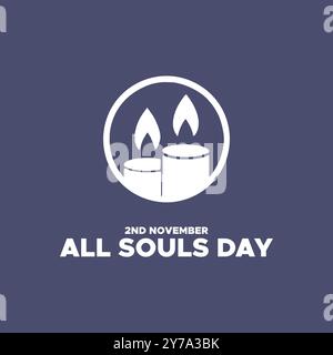 All Souls Day, 2 novembre, biglietto d'auguri, modello modificabile sui social media, illustrazione stock, concept design all Souls Day. Illustrazione Vettoriale