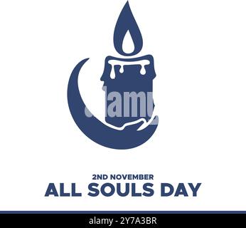 All Souls Day, 2 novembre, biglietto d'auguri, modello modificabile sui social media, illustrazione stock, concept design all Souls Day. Illustrazione Vettoriale