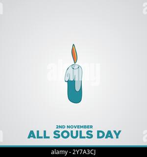 All Souls Day, 2 novembre, biglietto d'auguri, modello modificabile sui social media, illustrazione stock, concept design all Souls Day. Illustrazione Vettoriale