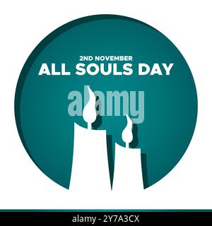 All Souls Day, 2 novembre, biglietto d'auguri, modello modificabile sui social media, illustrazione stock, concept design all Souls Day. Illustrazione Vettoriale