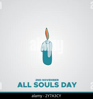 All Souls Day, 2 novembre, biglietto d'auguri, modello modificabile sui social media, illustrazione stock, concept design all Souls Day. Illustrazione Vettoriale